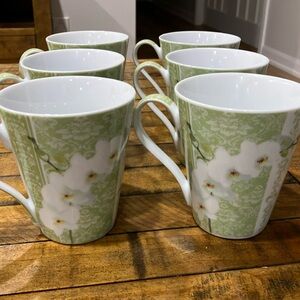 Dora Papis for Easy Life | Orchid Pattern Green Mugs Set